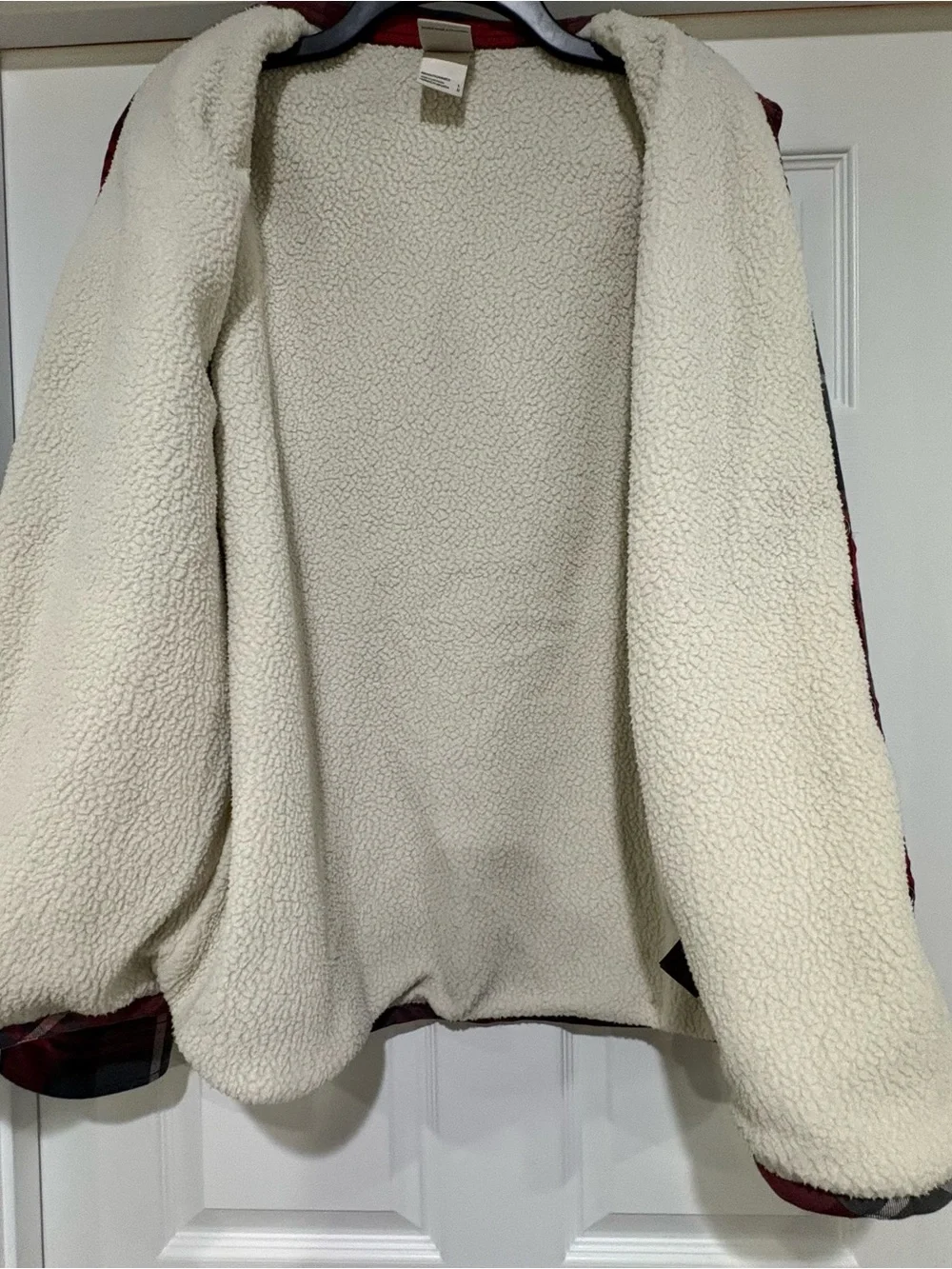 The North Face Red and Black Plaid Sherpa-Lined Shirt Jacket